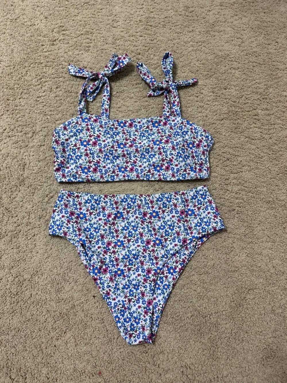 SHIEN Floral Tie-Shoulder Bikini Set